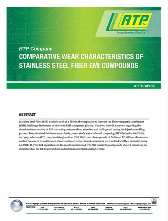 RTP Company White Paper - Comparative Wear Characteristics of Stainless-Steel Fiber EMI Compounds